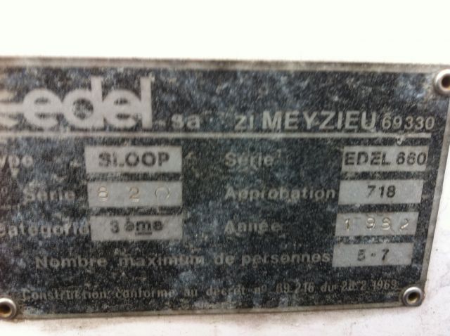 Plaque signaletique Edel 660